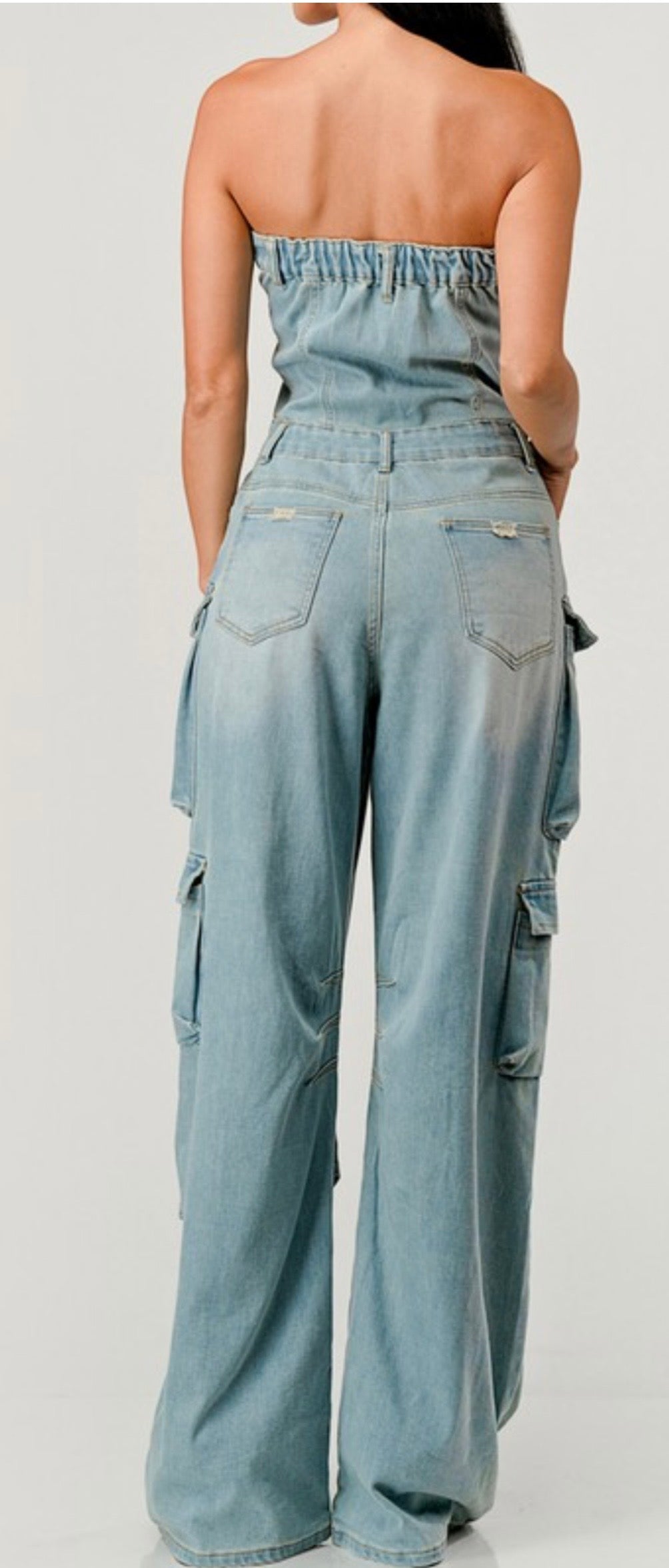 Boss Babe Cargo Denim Jumpsuit