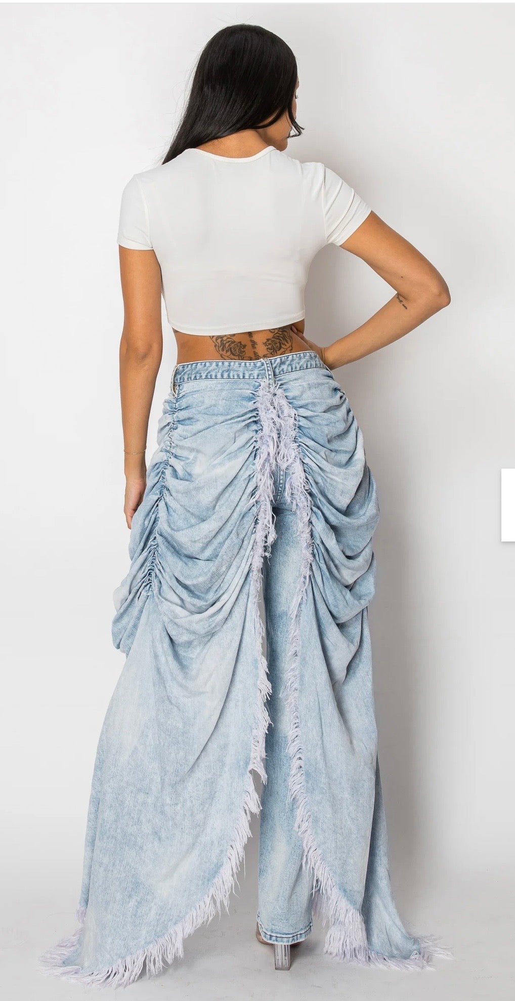 Denim Drama Fringe Jeans