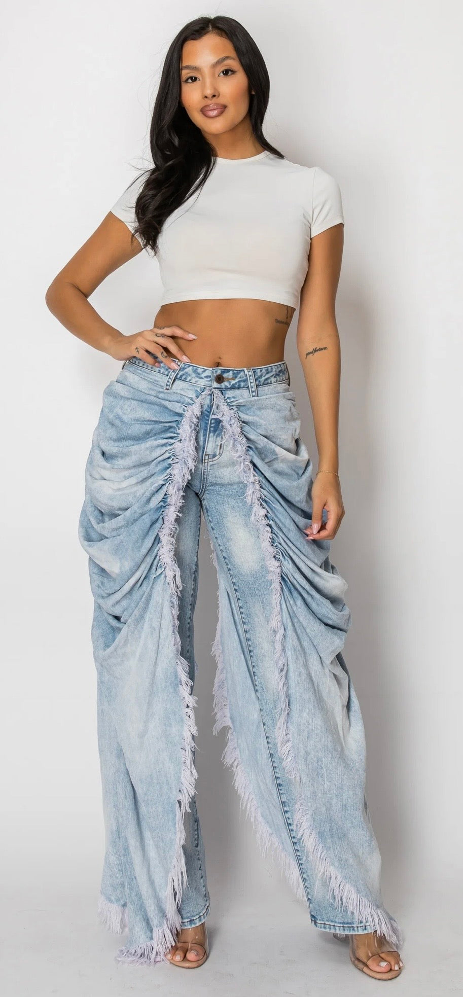 Denim Drama Fringe Jeans