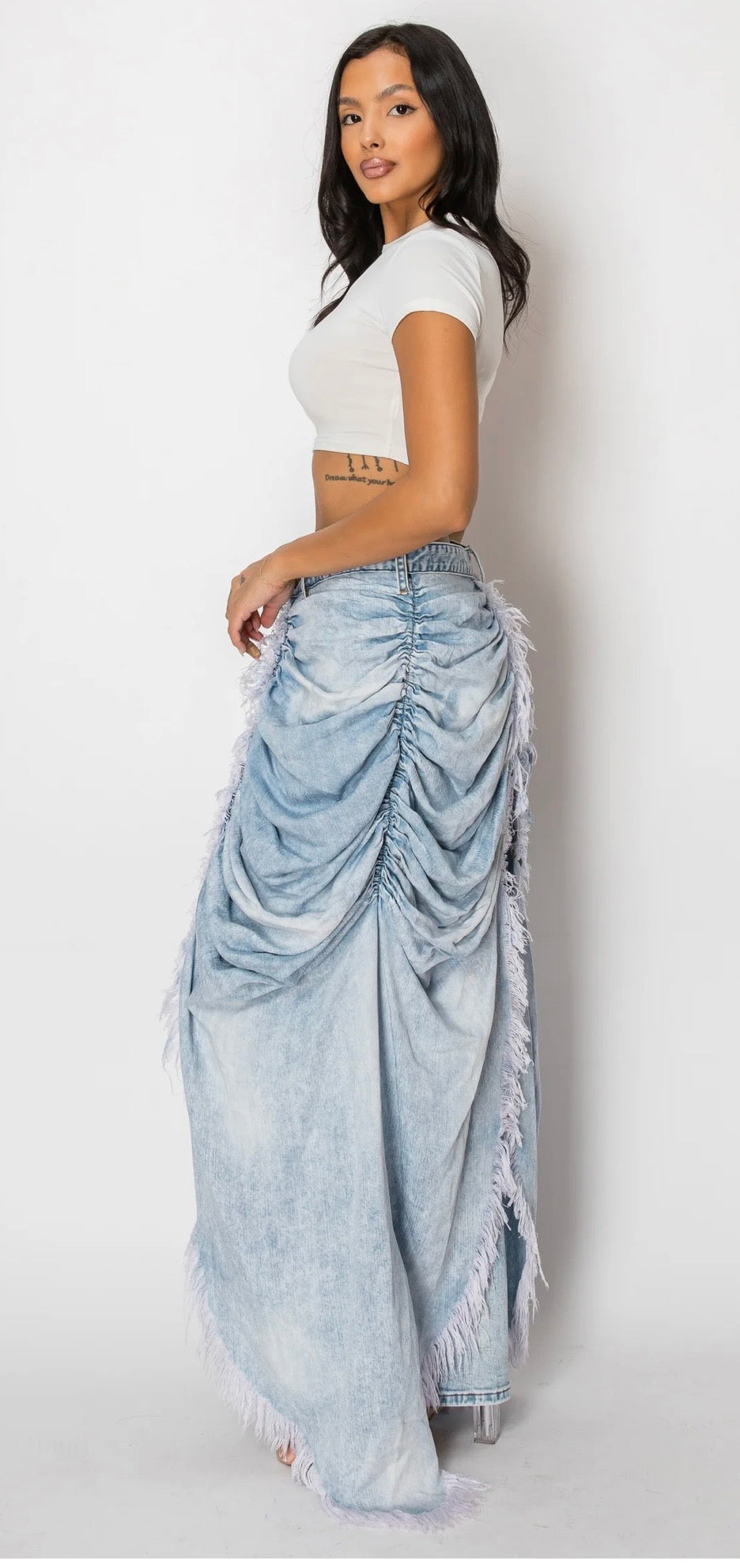 Denim Drama Fringe Jeans
