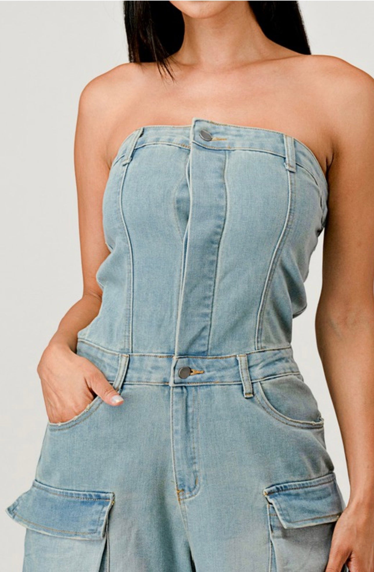Boss Babe Cargo Denim Jumpsuit