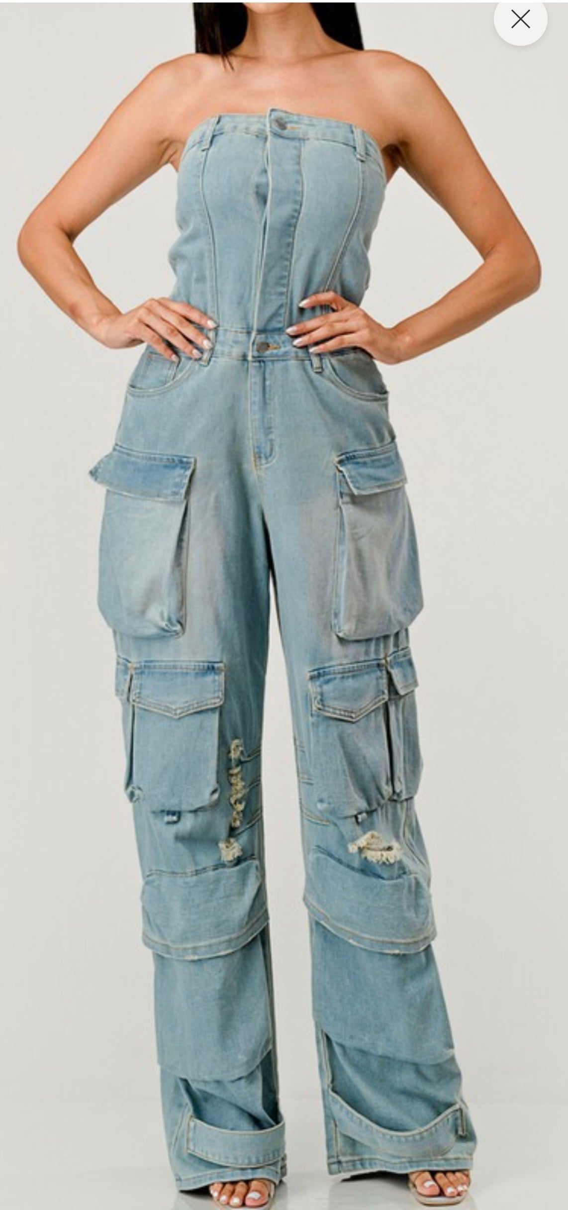 Boss Babe Cargo Denim Jumpsuit