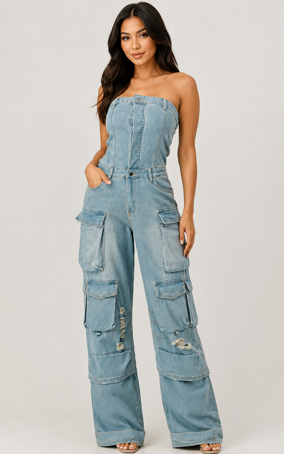 Boss Babe Cargo Denim Jumpsuit