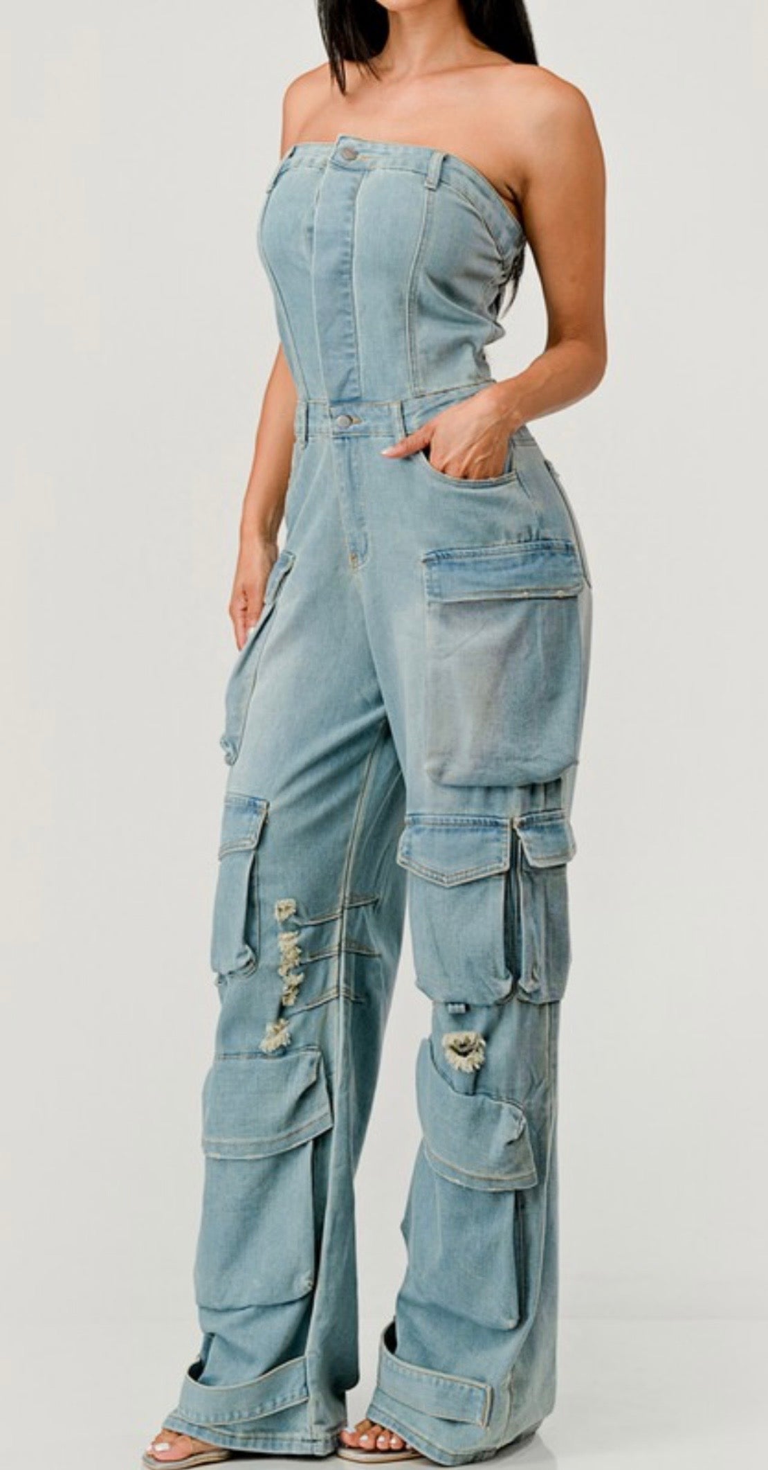 Boss Babe Cargo Denim Jumpsuit