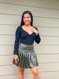 Schools Out Green Leather Skirt